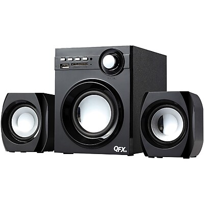 QFX BT 203 10 W 2.1 Channel Wireless NFC Bluetooth Desktop Speaker System Black