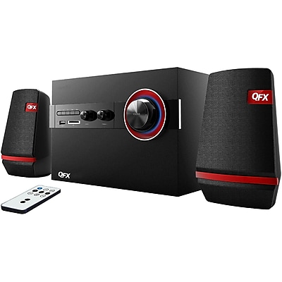 QFX 93587091M 2.1 Channel Bookshelf Bluetooth Speaker System With AM FM Radio