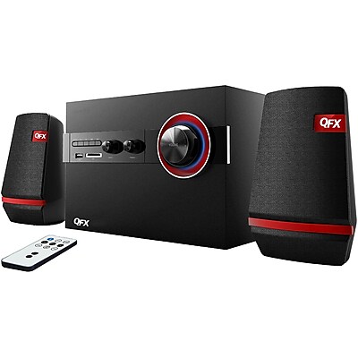 QFX 93587091M 2.1 Channel Bookshelf Bluetooth Speaker System With AM FM Radio