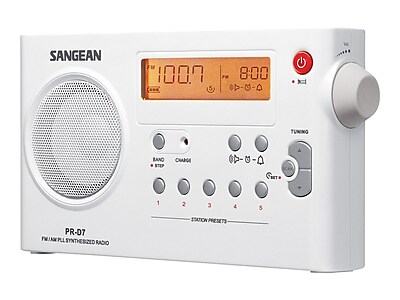 Sangean PR D7 Digital Rechargeable AM FM Radio White