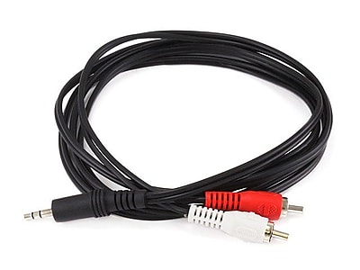 Monoprice 6 3.5mm Stereo Plug Male to 2 RCA Plug Male Cable Black