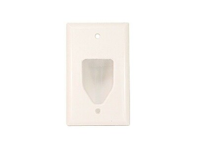 Monoprice 103997 1 Gang Recessed Low Voltage Cable Wall Plate White