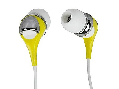 Monoprice Enhanced Bass Noise Isolating Hi Fi Earphones With Microphone For iPhone iPod Yellow