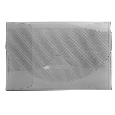 JAM Paper Plastic Business Card Case with Tuck Closure Smoke Grey Grid Sold Individually 370673