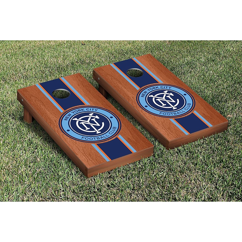Victory Tailgate MLS Rosewood Stained Stripe Version Cornhole Game Set; New York City