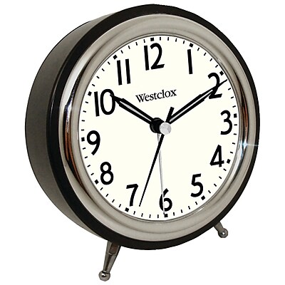 Westclox 75032 Classic Retro Alarm Clock With Chrome Bezel, Black