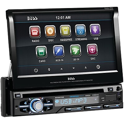 Boss BV9979B 7 In Dash Single Din Motorized Detachable Touchscreen Bluetooth DVD Player