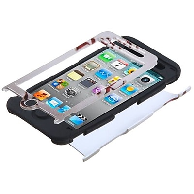 Insten TUFF Hybrid Protector Cover For iPod Touch 4th Gen Black Baseball
