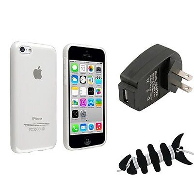 Insten 1388438 3-Piece iPhone Headset Smart Wrap Bundle For Apple iPhone 5C