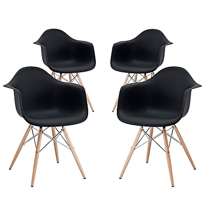 Modway Pyramid EEI 1257 BLK Set of 4 Wood Dining Chairs Black