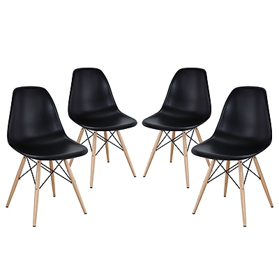 Modway Pyramid EEI 1316 BLK Set of 4 Wood Dining Chairs Black
