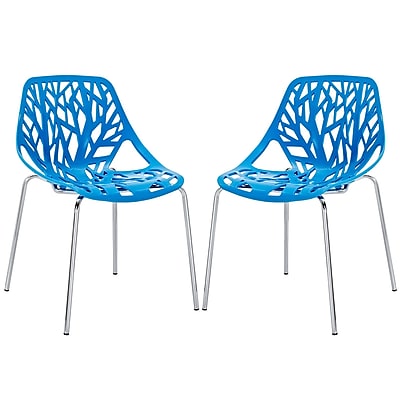 Modway Stencil EEI 1317 BLU Set of 2 Plastic Dining Chairs Blue