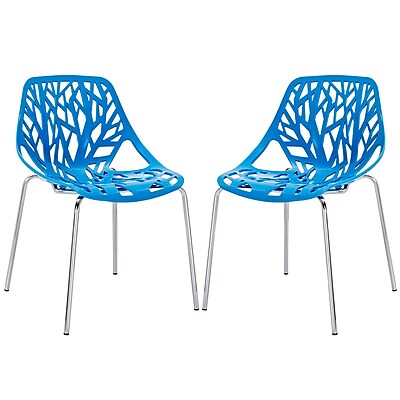 Modway Stencil EEI 1317 BLU Set of 2 Plastic Dining Chairs Blue