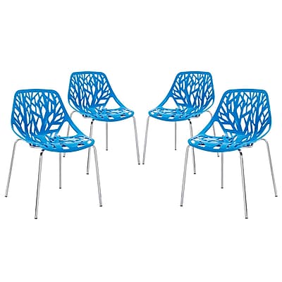 Modway Stencil EEI 1318 BLU Set of 4 Plastic Dining Chairs Blue