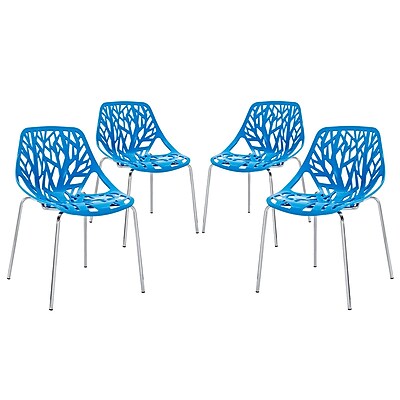 Modway Stencil EEI 1318 BLU Set of 4 Plastic Dining Chairs Blue