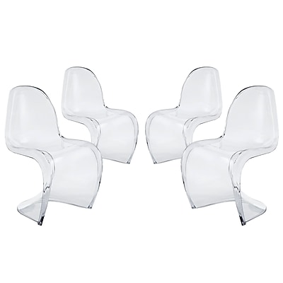 Modway Slither Clear EEI 1341 CLR Set of 4 Acrylic Dining Chairs Clear