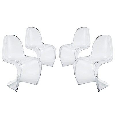 Modway Slither Clear EEI 1341 CLR Set of 4 Acrylic Dining Chairs Clear