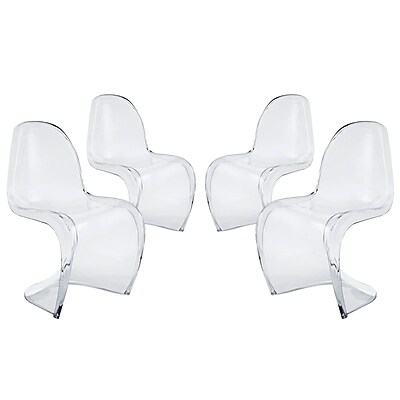 Modway Slither Clear EEI 1341 CLR Set of 4 Acrylic Dining Chairs Clear