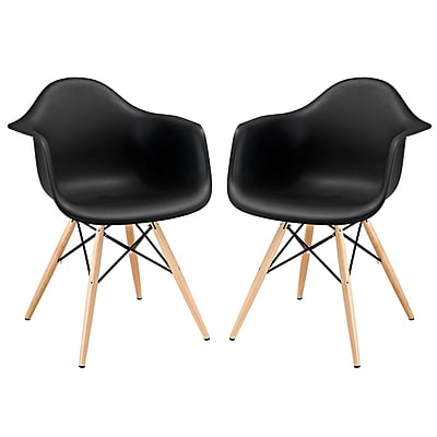 Modway Pyramid EEI 929 BLK Set of 2 Wood Dining Chairs Black