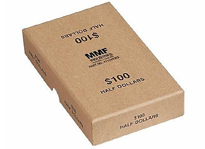 MMF Industries Chipboard Coin Storage Boxes Buff 100 Halves 1 1 2 H x 4 1 8 W x 6 3 4 D