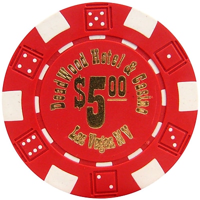 Trademark Poker 11.5g Deadwood Hotel & Casino $5 Poker Chips, Red, 100/Set