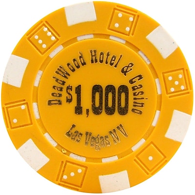 Trademark Poker 11.5g Deadwood Hotel & Casino $1000 Poker Chips, Yellow, 50/Set