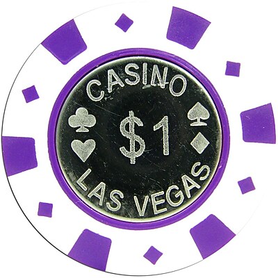 Trademark Poker 12g Casino Las Vegas Coin Inlay $1 Poker Chips, Purple, 100/Set