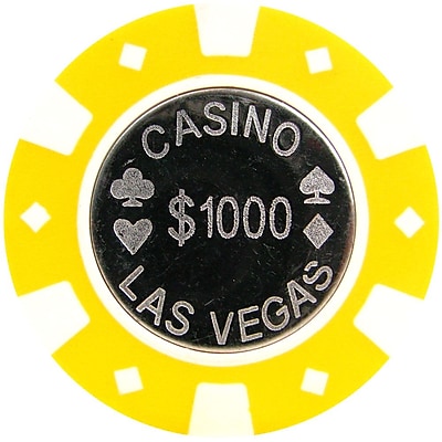 Trademark Poker 12g Casino Las Vegas Coin Inlay $1000 Poker Chips, Yellow, 50/Set