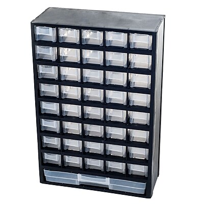 Stalwart Plastic 41-Compartment Hardware Storage Box, Black