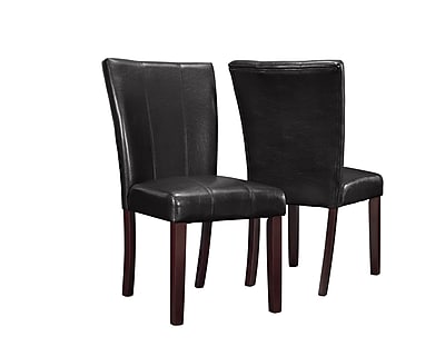 Monarch Specialties 2 Piece 38 H Leather Look Dining Chair Dark Brown I 1909