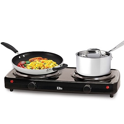 Elite by Maxi-Matic Cuisine Electric Double Hot Plate Burner; Black