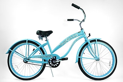 Greenline Bicycles Girl's 24'' Single Speed Beach Cruiser Bike; Baby Blue