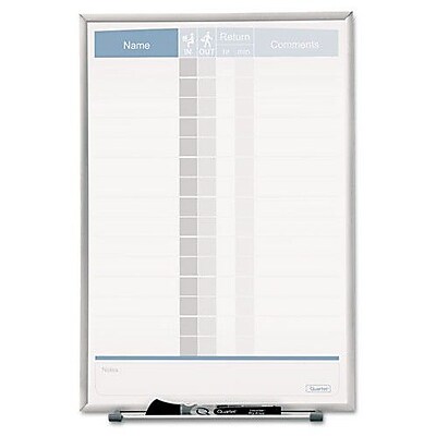 Quartet Matrix Employee Tracking Magnetic Wall Mounted Whiteboard 1 H x 1 W