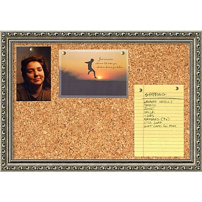 Amanti Art Parisian Silver 13.88 x 19.88 Message Cork Board