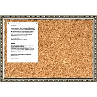 Amanti Art Parisian Silver 17.88 x 25.88 Message Cork Board