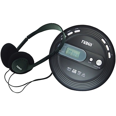 Naxa Slim Personal MP3 CD Player With FM Scan Radio Black