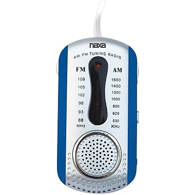 Naxa 0.5 W AM FM Mini Pocket Radio With Built In Speaker Blue
