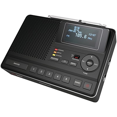 Sangean CL 100 Deluxe Tabletop AM FM Alarm Clock Radio With S.A.M.E. Weather Alert