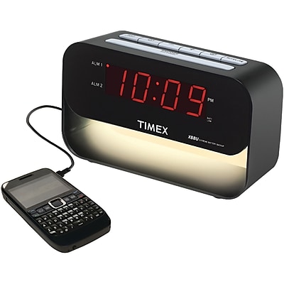 Timex T128B Decorative XBBU Dual Alarm Clock With USB Charging and Night-Light, Black