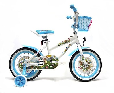 Greenline Bicycles Girl's 14'' Single Speed Cruiser Bike; White/Baby Blue