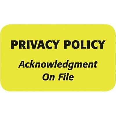 Patient Record Medical Labels Privacy Policy Fluorescent Chartreuse 0.875 x 1.5 inch 500 Labels