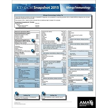 AMA ICD10 Snapshot 2015 Coding Cards, Allergy/Immunology Staples®