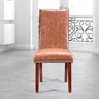 Bellasario Collection Traditional Waxed Texture Nail Head Parsons Chair Set of 2