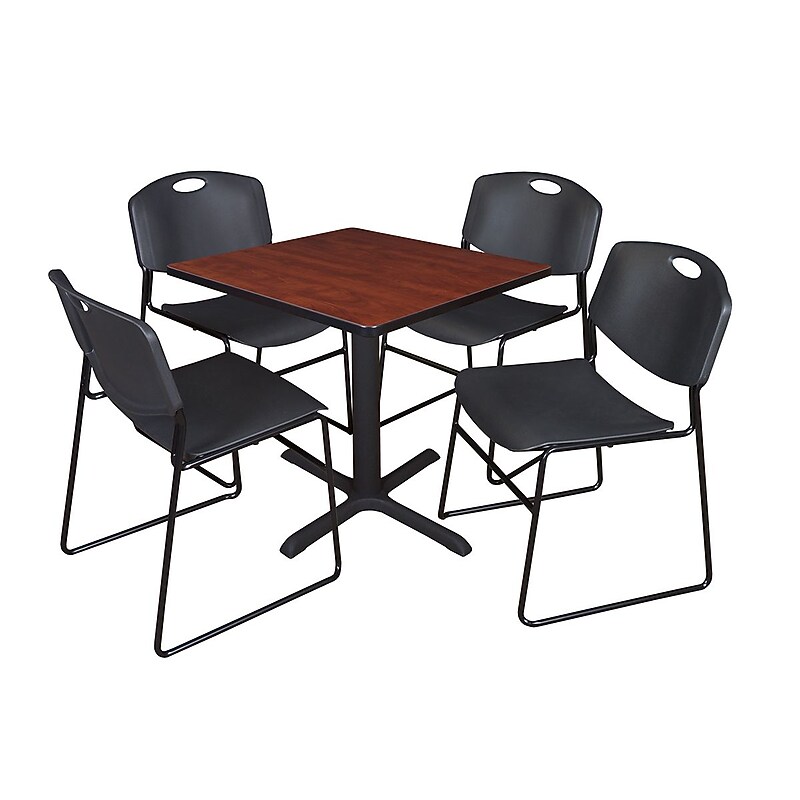 Regency 30-inch Square Laminate Table with Chairs, Black