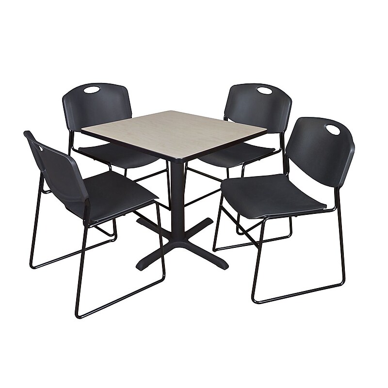 Regency 30-inch Square Table with 4 Chairs, Maple & Black