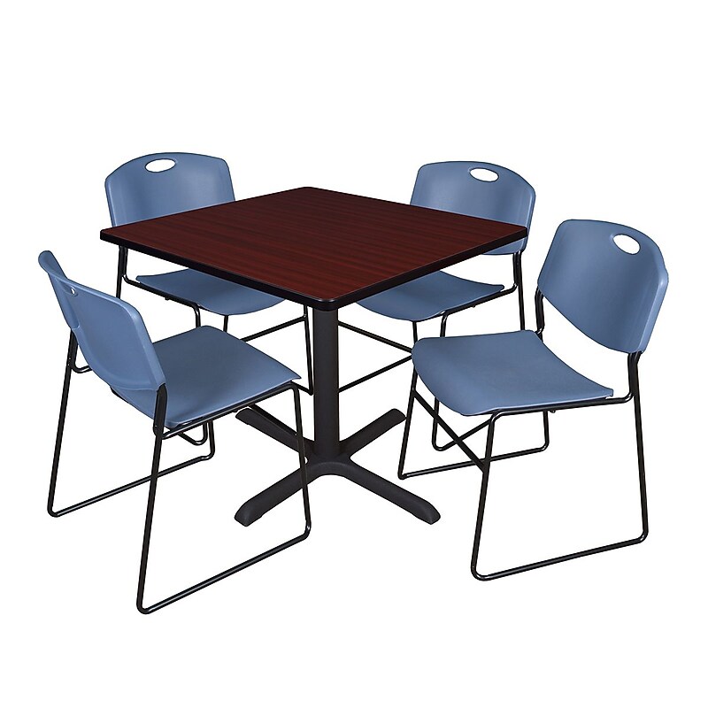 Regency 36-inch Square Laminate Table with 4 Chairs, Blue