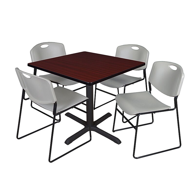 Regency 36-inch Square Laminate Table with 4 Chairs, Gray (TB3636MH44GY)