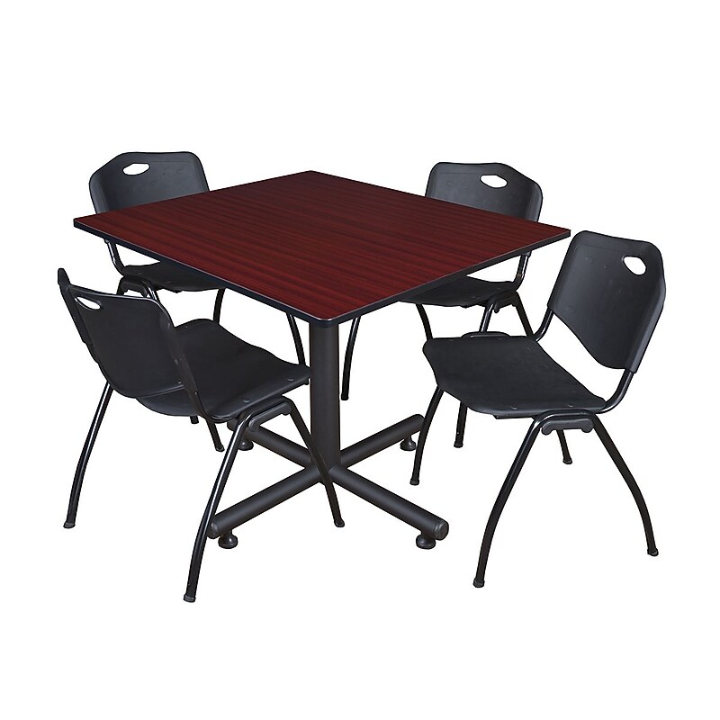 Regency 48-inch Square Table with Stacker Chairs, Black