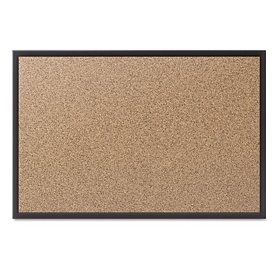 Quartet Cork Bulletin Board with Black Aluminum Frame 36 x 24 2303B