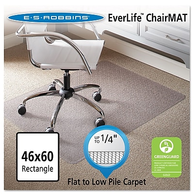 Deflecto Robbins 60 x46 Vinyl Chair Mat for Carpet Hard Floor Rectangular Clear ESR120321